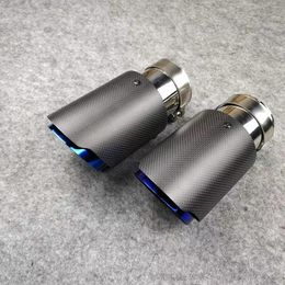 1 piece Car Universal Exhaust Pipe Matte Grilled Blue Muffler Tip Tailpipe Carbon fiber Stainless Steel Nozzles accessories2688