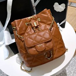 Four Colour Women Mini Backpack Matelasse Chain Leather Quilted Vintage Crossbody Shoulder Bag Luxury Handbag Outdoor Shopping Coin Purse Clutch Sacoche 23CM