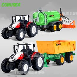 Electric RC Car RC Farm Tractors Trailer 2 4G Radio Controlled Farming Simulator Truck Miniature Farmer Animal Model Toys Children Boy 230731