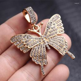 Pendant Necklaces Butterfly Necklace For Men Women Full Zircon Animal Hip Hop Rock Jewellery Gift