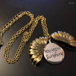 Pendant Necklaces 2023 Sunflower Mother Necklace Engraved YOUARE MY SUNSHINE You Are Clavicle Chain Jewellery