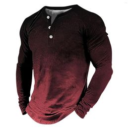 Men's T Shirts 2023 V-Neck Shirt T-Shirt Fashion Vintage Thin Long Sleeve Top Men Casual Breathable Man Gradient With Button