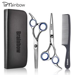 Scissors Shears Brainbow 6 inch Cutting Thinning Styling Tool Hair Scissors Stainless Steel Salon Hairdressing Shears Regular Flat Teeth Blades 230731