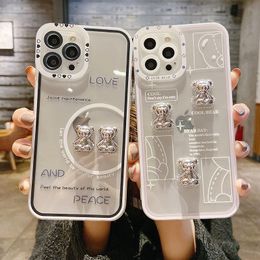 CrashStar 3D Cute Bear Transparent Shockproof Phone Case For iPhone 14 13 12 11 Pro Max XS XR X 8 7 Plus + SE