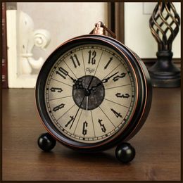 Desk Table Clocks Alarm Clock Retro Watch Small Desktop American Home Decor Living Room Decoration 230731