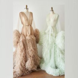 Casual Dresses Charming Tulle Maternity Robe For Po Shoot Custom Made Women Ruffled Gown