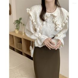 Women's Blouses Syeazeam Women Shirts Casual Age Reduction Shirt Spring Gentle Chic Pleated Doll Collar Top Fashion Trend Cute Female Wear