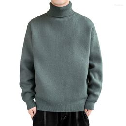 Men's Sweaters Men Autumn Winter Solid Colour Tick Knit Sweater Lon Sleeve Turtleneck Pullover Male Warm I Neck Knitwear M-3XL