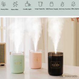 Humidifiers 280ML Ultrasonic Air Humidifier Candle Romantic Soft Light USB Essential Oil Diffuser Car Purifier Aroma Anion Mist Maker R230801