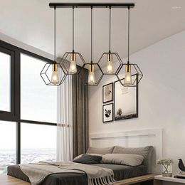Pendant Lamps LED Modern Lights Geometric Metal Frame Light Fixture Creative Chandelier Living Room Hanging Home Decor Lighting