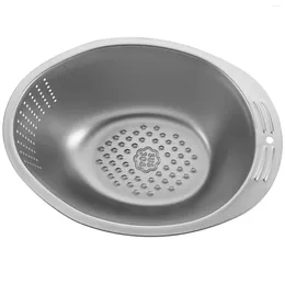 Dinnerware Sets Stainless Steel Drain Basin Fruit Washing Basket Strainer Rice Straining Bowl Kitchen