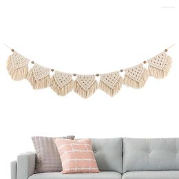 Tapestries Wall Macrame Hanging Bohemian Handicrafts Garland Banner With Wood Beads Woven Modern Boho Living Room Decoration