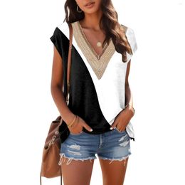 Women's Blouses Women Lace Trimmed V Neck Shirts Cap Patchwork Raglan Sleeve Tops Casual And Daily Streetwear Tee Shirt Blusas