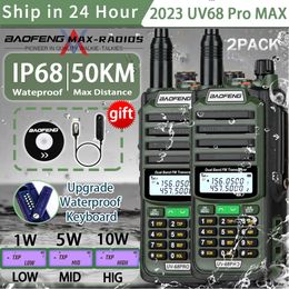 Walkie Talkie 2Pack 10W Tri Power Baofeng UV 68 PRO MAX V2 IP68 Waterproof High Power 711 antenna Radio 2 Way Long Range 230731