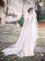 Bridal Veils Three Meters Bride Long Sails Ivory White One Layers Tulle Veiles Wedding