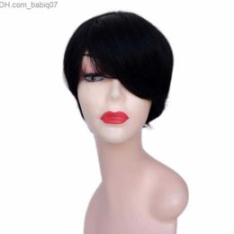 Synthetic Wigs Pixie cut short human hair wigs for black women bob full none lace front wigs with Malaysian machine made wig Z230801