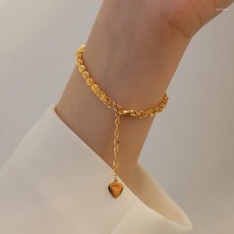 Charm Bracelets Vintage Women's Bracelet Fashion Design Chain Ladies Luxury Titanium Steel Jewellery Chic Shiny Accessories