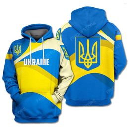 Men's Hoodies Ukrainian T-shirt Ukraine Flag Badge Blue Yellow Hoodie Zipper Men Clothes