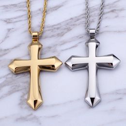 Pendant Necklaces Fashion Men Punk Male Cross Color Gold Stainless Steel Personality Jesus Cone Necklace Jewelry