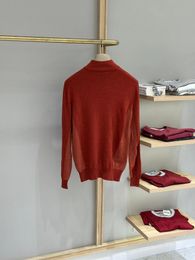 Mens Sweaters Winter loro button Polo Neck Knitted Cashmere Sweater Long Sleeve Pullovers Red piana