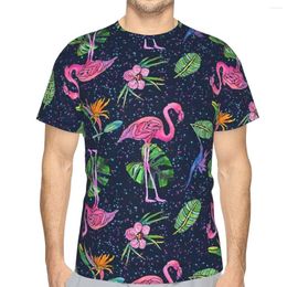 Men's T Shirts Flamingo Party Leaves Polyester 3D Print Shirt Outdoor Sports Quick-drying Clothes Casual Loose T-Shirt Street Tees