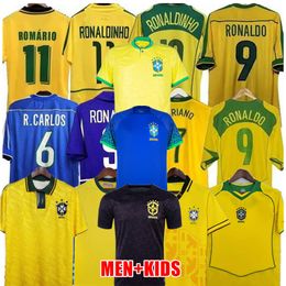 Brasil camisas de futebol BraziLS Retro camisas CASEMIRO VINI JR RICHARLISON PELE 1998 2002 Carlos Romário Ronaldinho camisa de futebol 1994 1970 2006 RIVALDO Kids kit