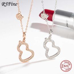 925 Sterling Silver Hollow Gourd Necklace Full Simple Pendant Famous Fine Jewelry for Women New
