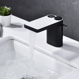 Bathroom Sink Faucets Intelligent Digital Display All Copper Single Handle Faucet Wash Basin Household Use