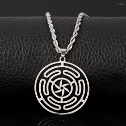 Chains Hekate Wheel Stainless Steel Necklace Pendant Goth Strophalos Hecate Magic Symbol Logo Charm PIN Colier Femme Men Jewelry