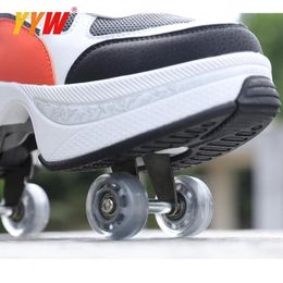 Skate Accessories 2PC Pu Rubber Wheels For Deformation Shoes Roller Sneakers Running Sport Replacement Wheel 230801