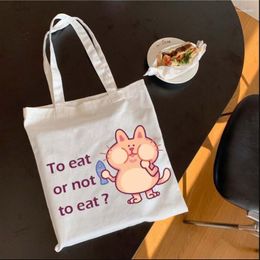 Storage Bags North America Ladies Cute Kitten Illustration Leisure Shoulder Bag Large Capacity Shopping Foldable