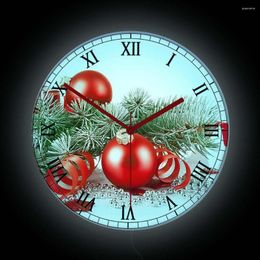 Wall Clocks Merry Christmas Modern Design LED Lighted Clock For Bedroom Holidays Home Decor Ornament Illuminated
