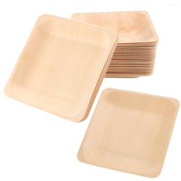 Disposable Dinnerware 50 PCS Appetizer Wood Tableware Cake Platter Wooden Plate Plates Wedding