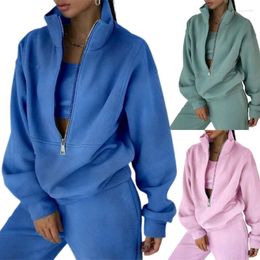 Women's Hoodies Fashionable 2 Piece Set Trendy Half Zipper Sweatshirt And Casual Pullover For 2023 Fall Clothes