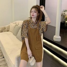 Women's Tracksuits Casual Suit 2023 Summer Korean Style Single Breasted Shirt Wide Leg Short Pant 2 Two Piece Sets Clothing D21