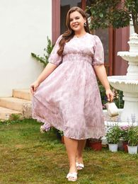 Plus Size Dresses High Waist Chiffon Women Long Dress Elegant Summer Purple Pink Floral Midi Big 2023