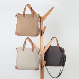 Evening Bags Original Cotton Canvas Tote Bag Women Leather Handbag Vintage Japanese Shoulder Sling Crossbody Travel Large Shopper