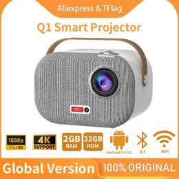 Other Electronics Global TFlag Q1 Projector Portable Mini Full HD 1080P 4K Smart Android 9 0 Wifi LCD Video Home Theatre 2 32G 230731