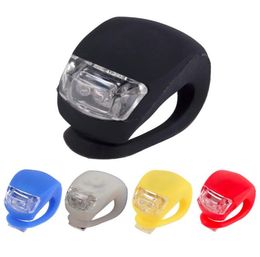 Silicone Bike Bicycle Cycling Head Front Rear Wheel lights LED Flash Bicycles Light Lamp black/red include the battery 3 mode safety warning night light Accessories