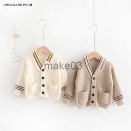 Cardigan Baby Boys Cardigan Knitted Baby Kids Sweaters Vneck Kids Jumper Cardigans Woolen Boys Girls Sweater Toddler Cardigan Sweater J230801