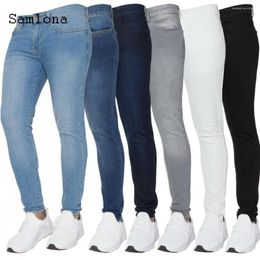 Men's Jeans Autumn Mens Fashion Skinny Denim Pants Male 2023 Slimming Bottoms Streetwear Pant Blue Black Pencil Trousers