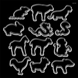 Baking Moulds 12 Zodiac Cartoon Animals Shape Biscuit Cutter Embossing Machine Syrup Cake Chocolate Mould 3D Manufacturing