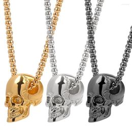 Pendant Necklaces Punk Stainless Steel Skull Chain Necklace Vintage Gold Color Black Hip Hop Statement For Men Male Boho Jewelry