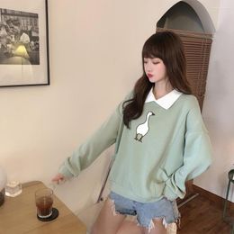 Women's Hoodies Cute Gothic Oversized Sweatshirt With Collar Streetwear Women Korean Style Ladies Casual Loose Long Sleeve