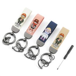 Cute Anime Keychain Charm Key Ring Pendant Lovely Animes Doll Leather Personalised Creative Couple Students Personalise Valentine's Day Gift Small Pendant UPS