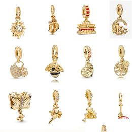 Charms 925 Sterling Sier Dangle Charm Gold Pendant Sparkling Sun Bee Tree Beads Bead Fit Pandora Bracelet Diy Jewelry Drop Delivery Dhaj8