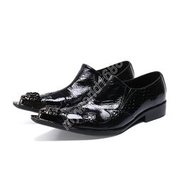 Fashion Shoes Men Pointed Metal Tip Genuine Leather Dress Shoes Business Formal zapatos de hombre
