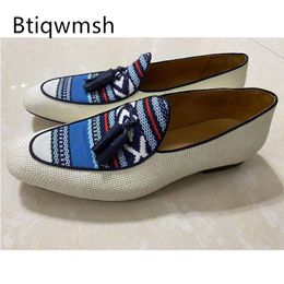 Dress Shoes British Style Man Pointed Toe Weave Embroidery Flats For Men Fashion Loafer 230731