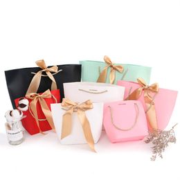 5 Colours Paper Gift Bag Boutique Clothes Packaging Shopping Bags for Birthday Present Wrap with Handle JL1739