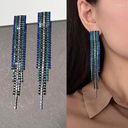 Dangle Earrings TREAZY Vintage Blue/Black Long Tassel Drop For Women Elegant Crystal Statement Wedding Party Jewellery